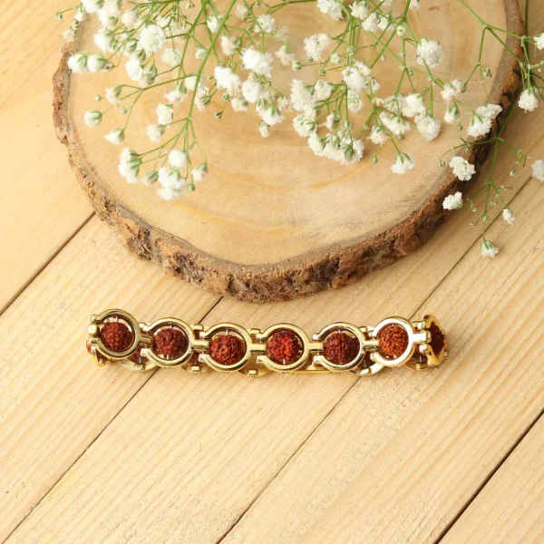 Gold Plated Rudraksha Bracelet For Women - Image 4